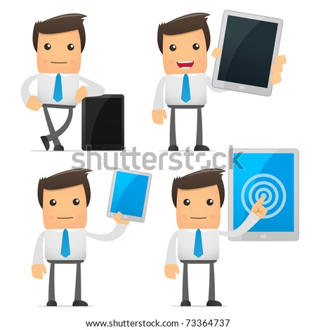 Set Of Funny Cartoon Office Worker In Various Poses For Use In