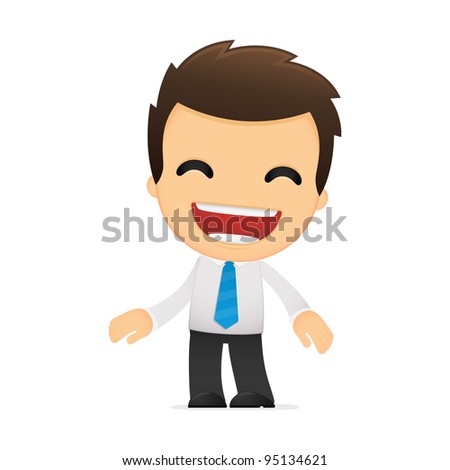 Funny Cartoon Office Worker In Various Poses For Use In Advertising