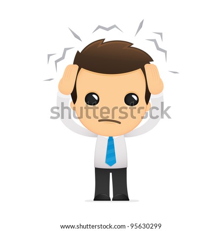 Funny Cartoon Office Worker In Various Poses For Use In Advertising