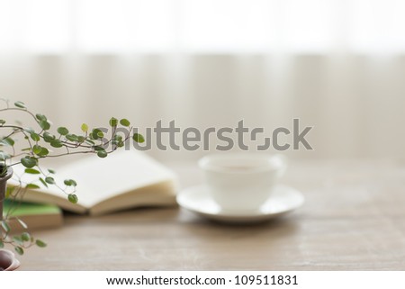 Tea and the book which there is on a table