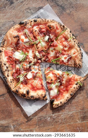 Margherita pizza. Classic italian pizza margherita with tomatoes sauce, mozzarella and basil