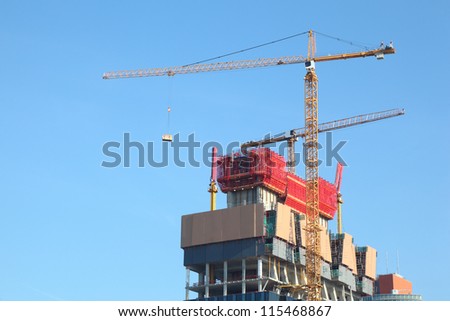 Construction of building with crane in Vienna, Austria