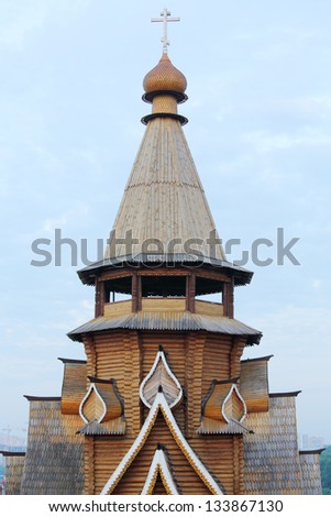 MOSCOW - MAY 19: Wooden tower in entertainment center Kremlin in Izmailovo during Night of Museums event, on May 19, 2012 in Moscow, Russia. Museum Night festival is attended by about 200 museums.