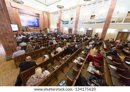 MOSCOW - MAY 17: Side view of the First Federal Congress on e-democracy in Russian State Library on May 17, 2012 in Moscow, Russia.
