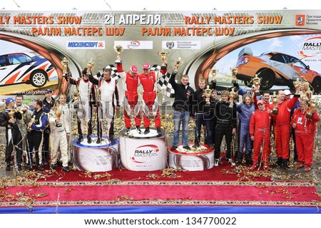 MOSCOW - APR 21: The award ceremony in sports complex Krylatsky, on Rally Masters Show, on April 21, 2012 in Moscow, Russia