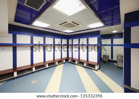 Madrid - March 8: Empty Locker Room In Santiago Bernabeu Stadium - Arena Of Soccer Club Real Madrid, On March 8 2012 In Madrid, Spain. Spanish Football Club Real Madrid Created March 6, 1902.