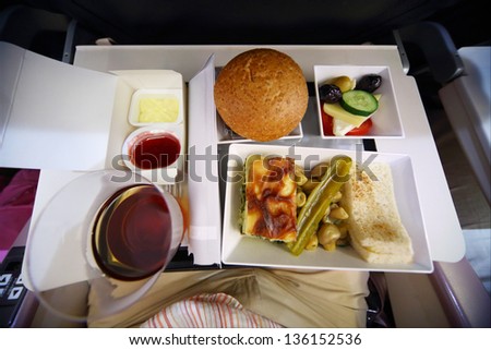 Prepared food on the plane