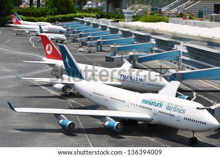 ISTANBUL - JULY 4: Ataturk International Airport in Miniaturk Museum, on July 4, 2012 in Istanbul, Turkey. Territory of Miniaturk Museum - 40 thousand square meters.