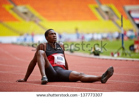 MOSCOW - JUN 11: Christian Malcolm (UK) at Grand Sports Arena of Luzhniki Olympic Complex during International athletics competitions IAAF World Challenge Moscow Challenge, Jun 11 2012, Moscow Russia.