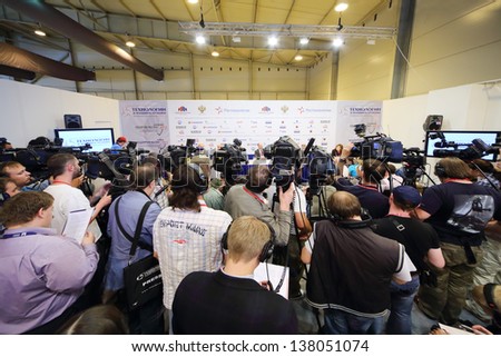 Zhukovsky - June 25: Photographers And Journalists At Press Conference At Second International Forum Engineering Technologies 2012, On June 25, 2012 In Zhukovsky Near Moscow, Russia.
