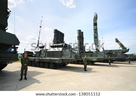 ZHUKOVSKY - JUNE 25: Air defense missile system S-300 and other machines demonstration program at second International Forum Engineering Technologies 2012, on June 25, 2012 in Moscow, Russia.