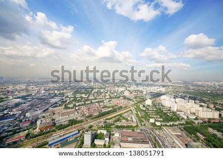 Panoramic view of Butyrskiy district at summer in Moscow, Russia.
