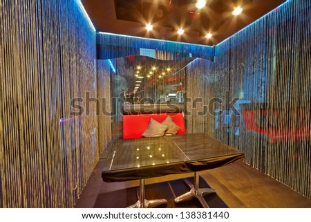 MOSCOW - JUN 9: Interior of cabinet in cafe-bar Prospekt during birthday party of singer of group Na-Na V.Levkin, June 9, 2012, Moscow, Russia.