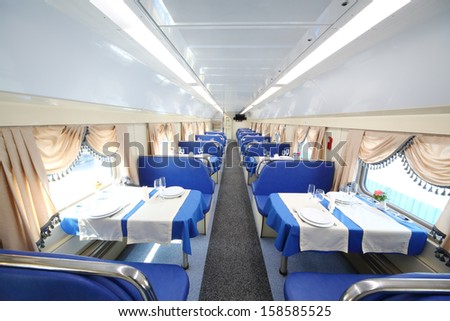 Tver - Jun 05: Served Tables In The Restaurant In The Train, On June 05, 2013 In Tver, Russia.