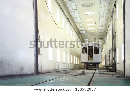 TVER - JUN 05: Empty car in drying chamber after painting in the shop of the Tver Carriage Works, on June 05, 2013 in Tver, Russia.