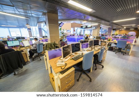 MOSCOW - MAR 5: Employees in large office buildings news agency RIA Novosti on March 5, 2013 in Moscow, Russia.