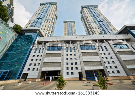 MOSCOW - JUN 27: Apartments complex Sparrow Hills (Vorobyovy Gory), June 27, 2013, Moscow, Russia. This complex was build by Don-stroy - one of leading developing company in Moscow.