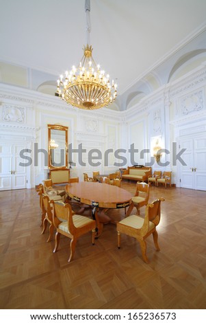 MOSCOW - OCT 10: Living room interior in the Petroff Palace, on October 10, 2013 in Moscow, Russia. Palace was built in the 18th century