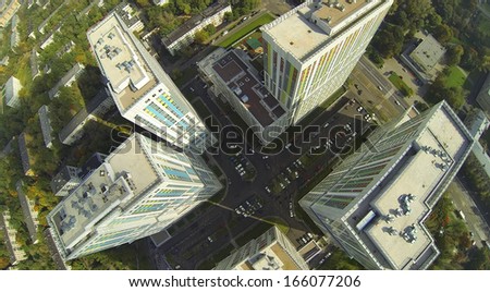 MOSCOW - SEP 30: (view from unmanned quadrocopter) Bogorodskiy residential complex, on Sep 30, 2013 in Moscow, Russia. Bogorodskiy residential complex is located in East administrative district.