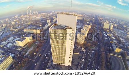 Residential district North Izmailovo at winter day in Moscow, Russia. Aerial view