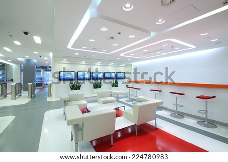 Empty light office in modern style: waiting area
