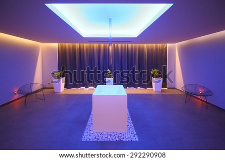 SOCHI, RUSSIA - JUL 27, 2014: Interior room in the spa with ice in the center in Hotel Radisson Blu Paradise Resort and Spa