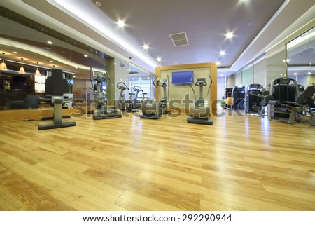 SOCHI, RUSSIA - JUL 27, 2014: Fitness equipment in the gym in the Hotel Radisson Blu Paradise Resort and Spa