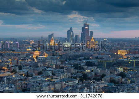 Stalin skyskrapers, Moscow International Business Center and panoramic view of Moscow