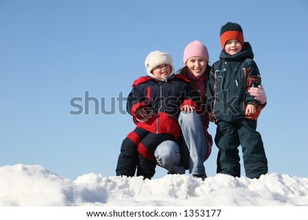 mother with children. winter
