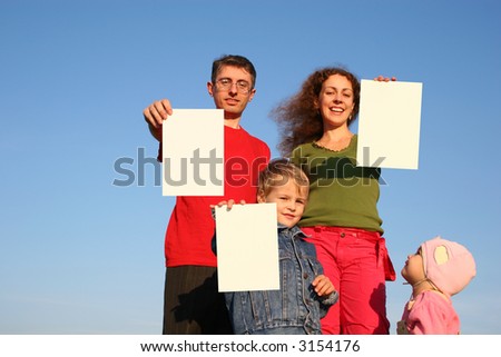 family with cards for text