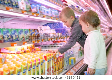 children in the supermarket