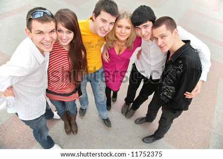 group of young people from top