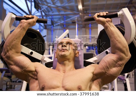 bodybuilder in training room