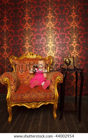 wallpaper retro girl. stock photo : Little girl in
