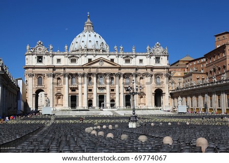 Vatican Museum in Basilica of St. Peter at summer day in Rome, Italy