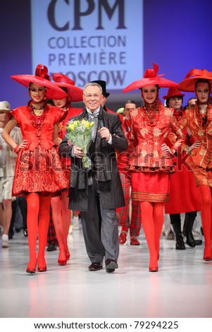 MOSCOW - FEBRUARY 22: Stylist Slava Zaytzev and models wear his clothing in the Collection Premiere Moscow, a fashion industry platform of IGEDO Company, on February 22, 2011 in Moscow, Russia.