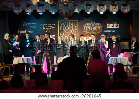 MOSCOW - APRIL 27: Announcement of winners of Sommeliers competition, on April 27, 2011 in Moscow, Russia. Main prize of National sommelier  competition Wine People Trophy Russia 2011 is $2500.