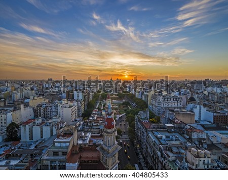 Panoramic view of Buenos Aires at dusk