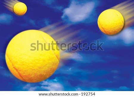 Sport cards - tennis ball on blue sky