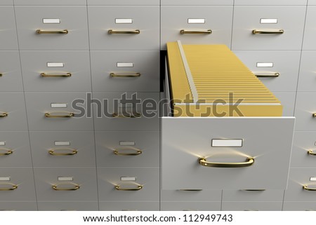 Filing cabinet with folders in drawer