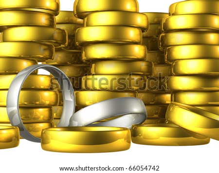 stock photo Gold Silver wedding rings isolated on white background