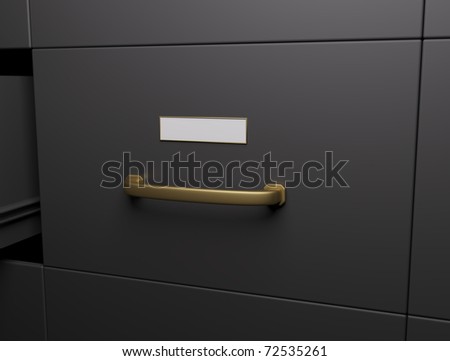 Document drawer with golden handle.