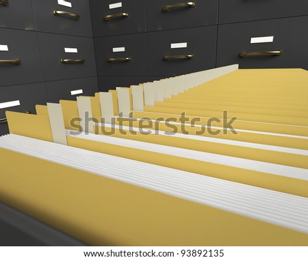 Filing cabinet with folders in drawer