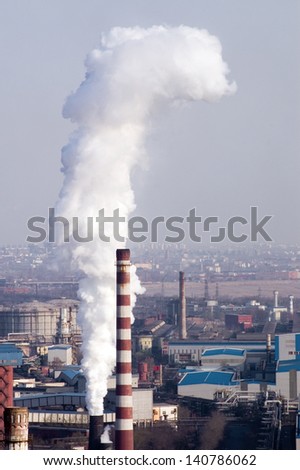 Industrial smoke stack of coal power plant