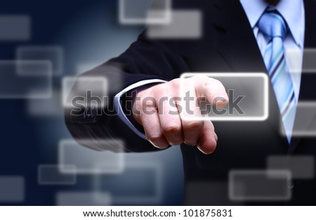 the hand on the flow of several button