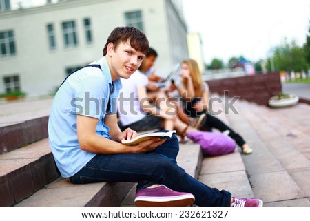 young man read book