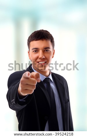 portrait of man pointing at you
