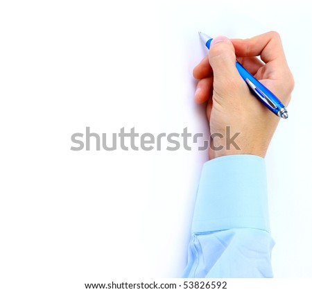 Close up of human hand with pen