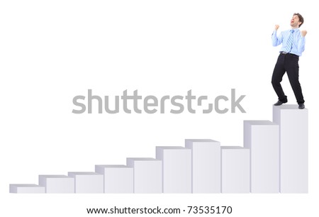 Businessman and diagram. Isolated over white background