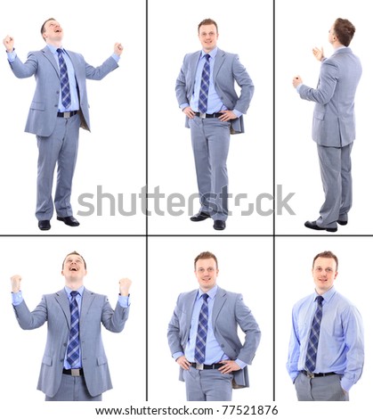 Isolated full body portrait of a young businessman